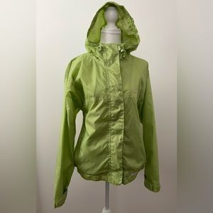 Marker Neon Green Hooded Windbreaker, Size M